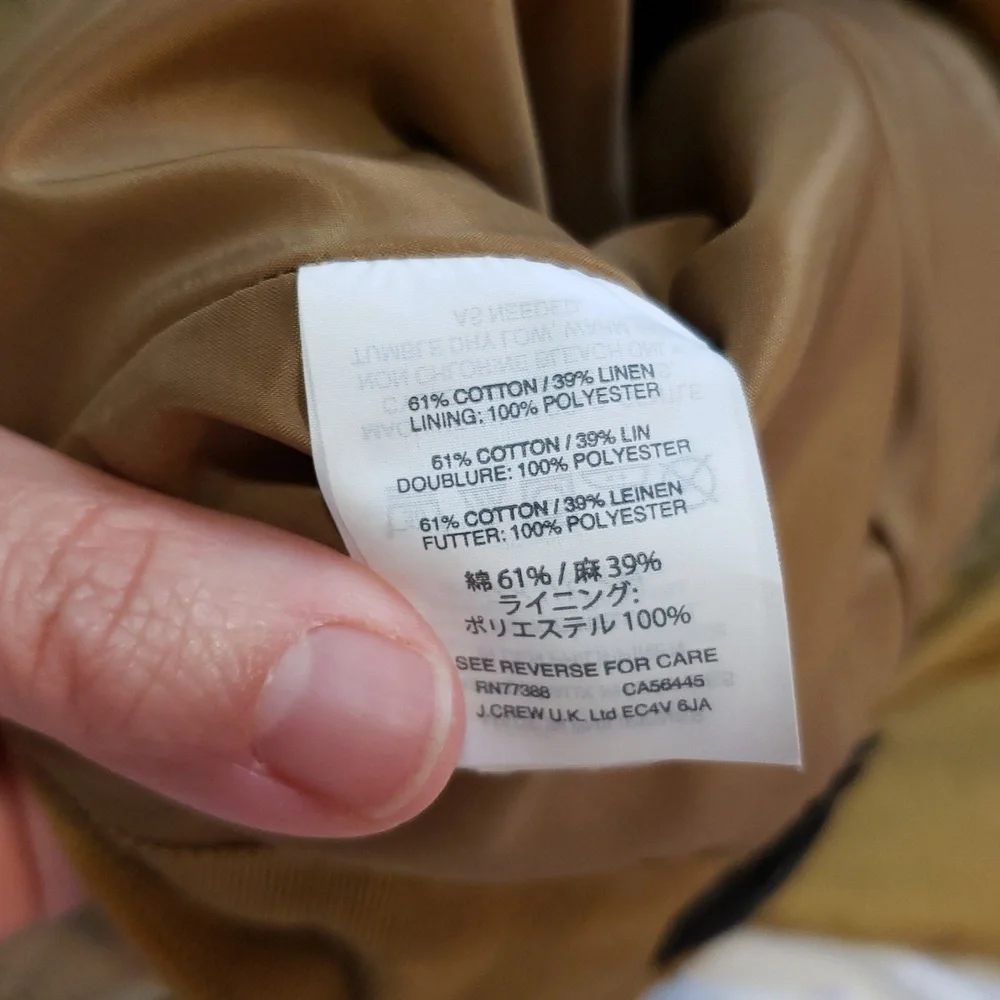 J Crew Tie Waist Skirt In Cotton-Linen, Color "Safari Gold", Size 14 - Picture 9 of 9